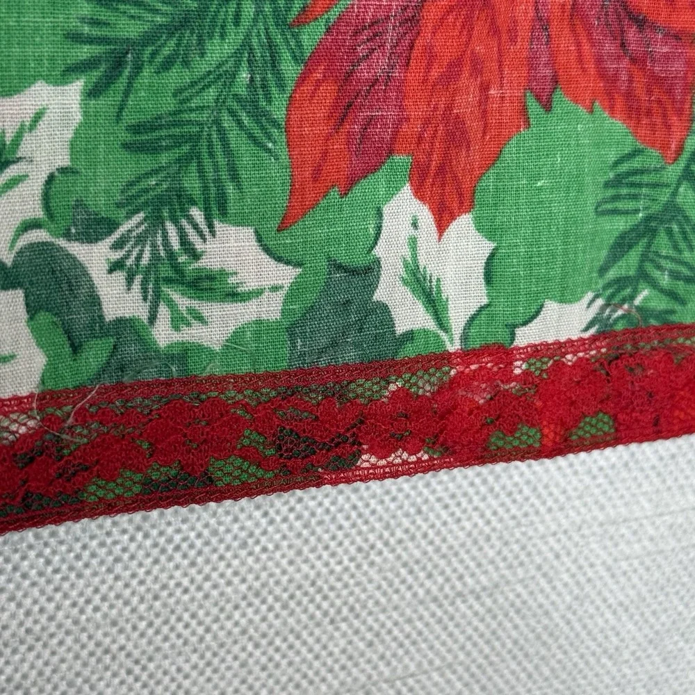 Vintage Handmade Poinsettia Christmas Tablecloth 52